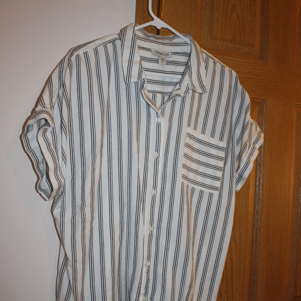 Women's Shortsleeve Blouse by Coldwater Creek size XL Button up White Black
